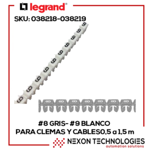 #8 GRIS Y #9 BLANCO PARA CLEMAS Y CABLES 0.5 A 15 m SKU: 038218-038219